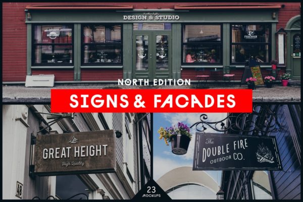 超级店招样机设计模板素材合集 Signs&Facades Mockups North Edition