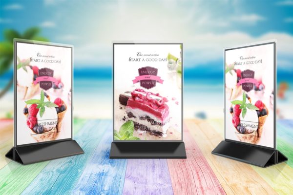 立式广告牌样机设计模板素材 Portrait Sign Holders Mockups