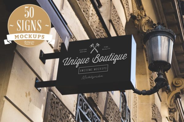 50款店铺店招招牌样机设计模板素材 50 Signs mockups