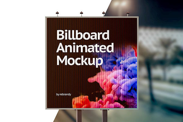 户外广告牌动态展示样机文件 Billboard Animated Mockup [psd,mp4]