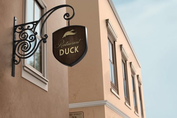 餐厅酒吧店招招牌样机设计模板素材 Restaurant / Bar Signboard Mock-Up