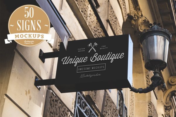 50款真实街景店招Logo样机 50 Signs mockups