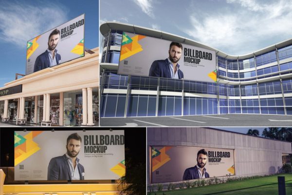 巨型户外广告牌样机设计模板素材 Outdoor Advertising Mockups