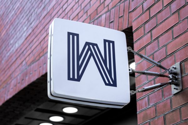 户外/室外悬挂Logo标志设计效果图样机素材#3 Outdoor Hanging Logo Sign Mockup #3