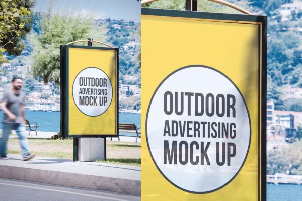 公园灯箱广告牌广告预览样机设计模板素材#11 Outdoor Advertisement Mockup Template #11