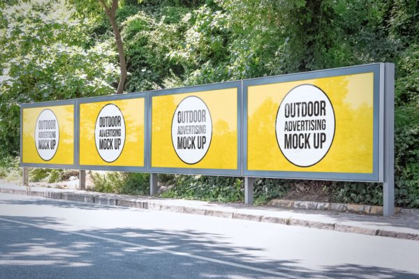 户外广告牌效果图样机素材设计模板素材#1 Outdoor Advertisement Mockup Template #1