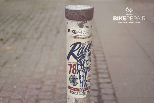 城市圆柱标志/海报张贴效果样机设计模板素材 Urban Sign Mockup