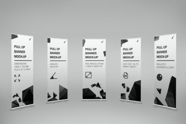 招聘/开业/宣传易拉宝海报设计样机设计模板素材 Pull-Up Banner Stand Mock-Up