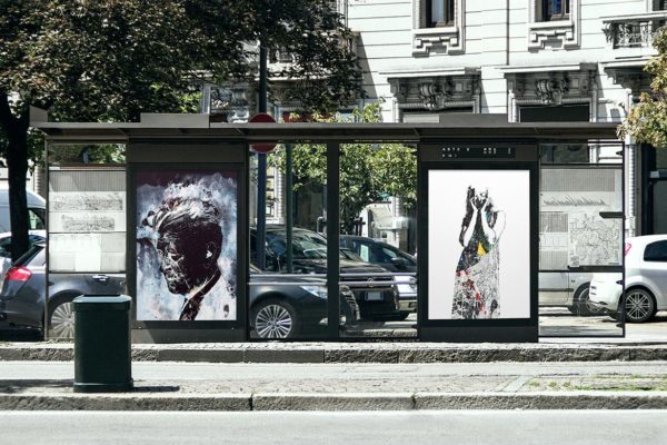 公交站广告牌海报展示图样机设计模板素材 Poster Psd Mock-up