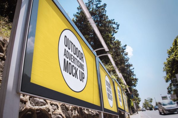 户外公路广告牌广告设计效果图样机素材设计模板素材#2 Outdoor Advertisement Mockup Template #2