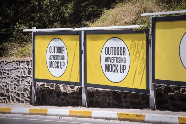 户外公路广告牌广告设计预览样机#4 Outdoor Billboard Advertising Mockup Template #4