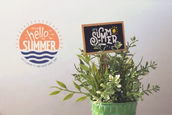 盆栽背景Logo/店招/商标设计效果图样机素材 Mini Slate Mockup