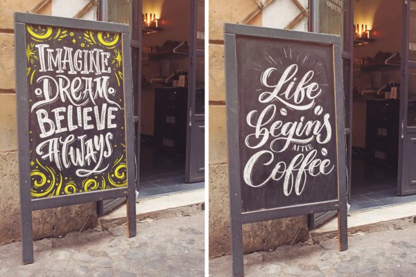 店铺门口黑板手绘告示牌样机设计模板素材 Slate Vertical Mockup