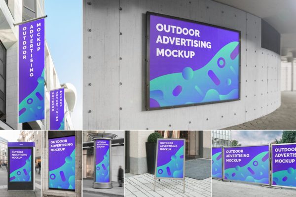 户外广告牌设计效果图样机素材设计模板素材v1 Outdoor Advertising Mockups Vol. 1