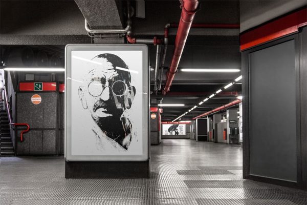 地下通道立柱广告海报效果图样机素材设计模板素材 Flyer Poster Mock-up