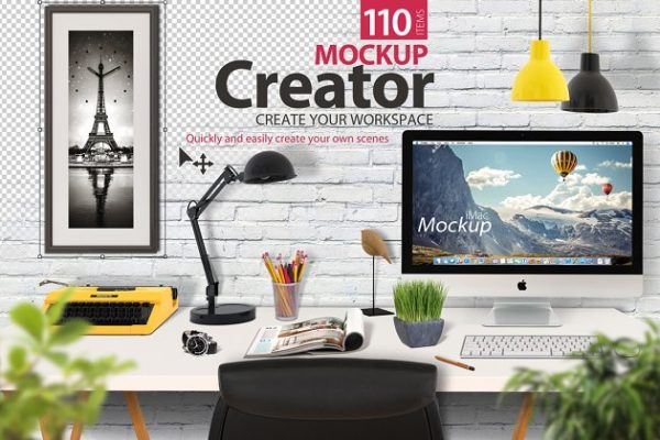 超级办公桌场景样机设计模板 Desktop Scene Creator