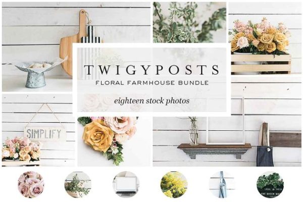 花卉场景样机设计模板 Floral Farmhouse Stock Photos