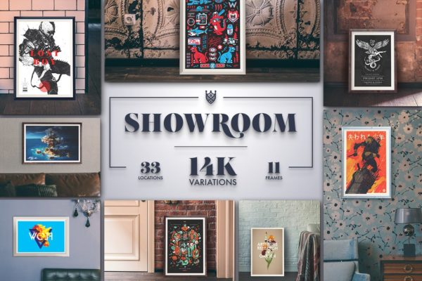 巨无霸14K超高分辨率相框场景样机设计模板 Showroom [15GB]