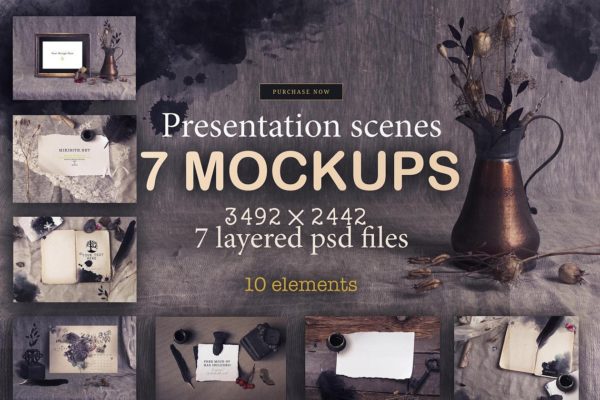 充满乡村风格的场景样机设计模板 Rustic Scense mockups