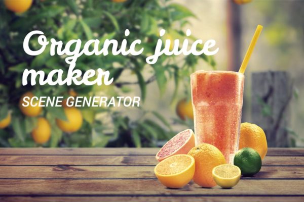 有机果汁品牌场景样机设计模板 Organic Juice Maker Scene Generator