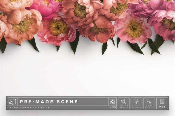 牡丹花装饰场景样机设计模板 Floral Peonies Mockup Scene #013