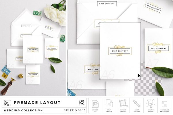 婚礼设计物料样机模板素材合集 Wedding Suite Mockup Scene