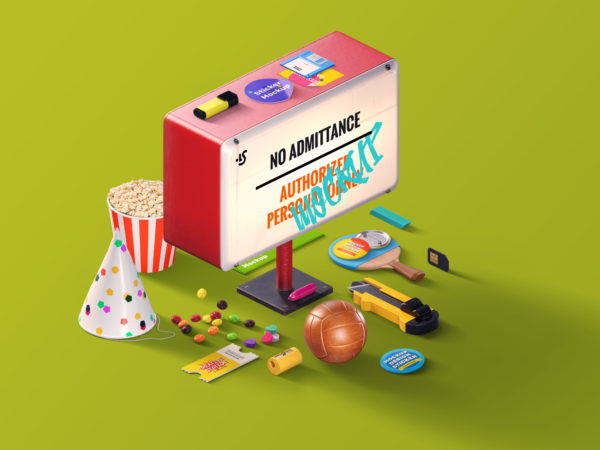 独特色彩丰富的场景样机设计模板[简约版] WuHoo Scene. Mockups and Items