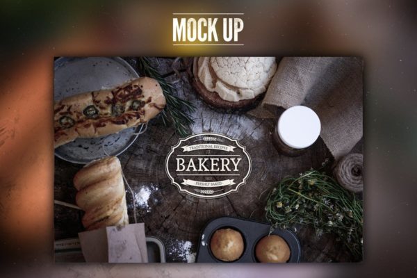 烘培品牌场景样机设计模板 Rustic Bakery Mock Up