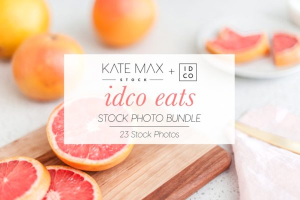 新鲜西柚厨房食物场景样机设计模板 IDCO Eats Stock Photo Bundle
