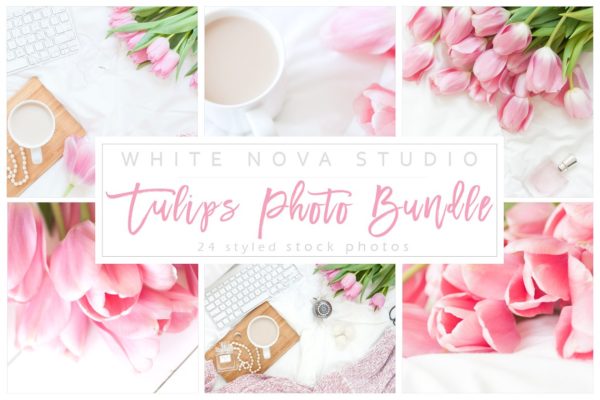 高清郁金香实物场景样机设计模板 Tulips Photo Bundle