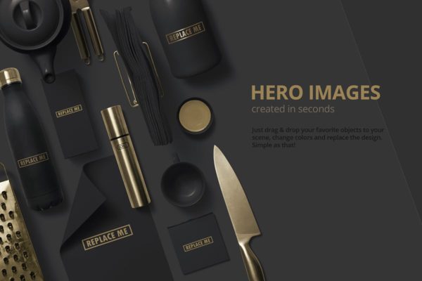 黑金厨房用具场景样机设计模板生成器Vol.3 Kitchen Mockup Scenes Vol.3