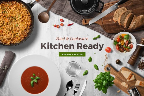 美食厨房场景样机设计模板生成器Vol.3 Kitchen Ready Mockup Vol. 3