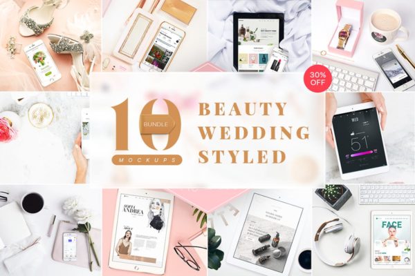 高品质时尚产品场景样机设计模板套装 Beaty & Styled Mockup Bundle + Bonus