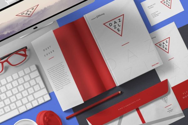 精装书籍封面办公用品场景样机设计模板 Book Cover Mockup Scenes