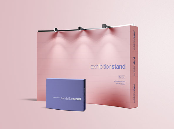 简易品牌展台设计效果图样机模板素材 Simple Exhibition Stand Mockup