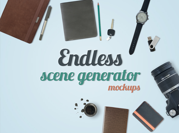 办公用品/EDC场景样机设计模板设计素材 Top View Scene Creator