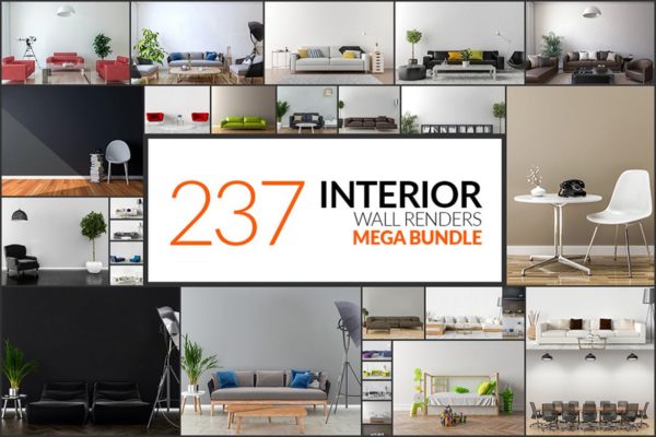 237个室内装饰场景高清照片样机素材包 237 Interior Wall Renders – Mega Bundle
