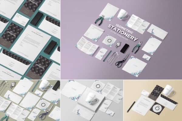 办公用品等距场景样机设计模板设计模板 Isometric Stationery Scene Creator