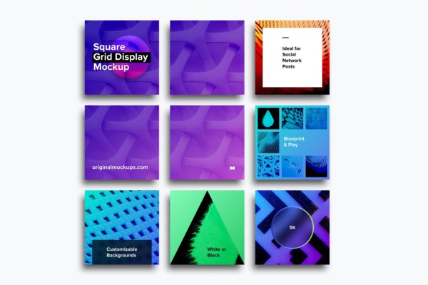 方形网格设计预览样机模板素材 Square Grid Display Mockup