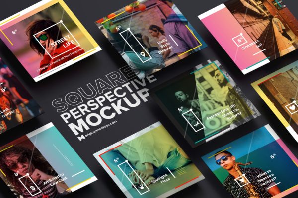 方形设计透视图样机模板素材01 Square Perspective Mockup 01