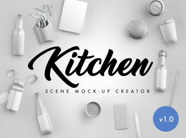 西式厨房场景样机设计模板 Kitchen Scene Creator Mockup
