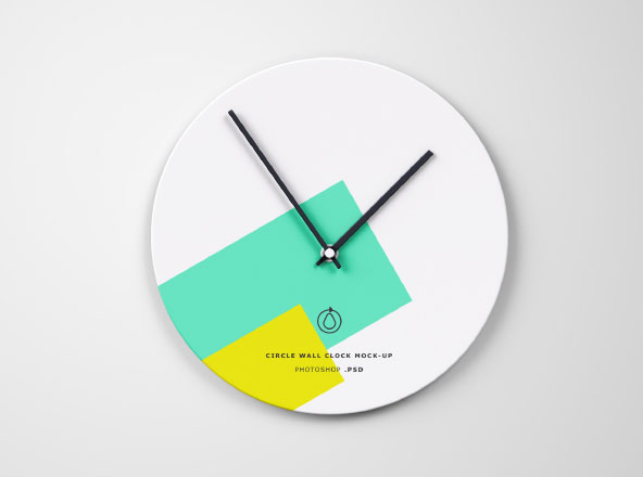 圆形挂钟外观设计场景物件样机模板素材 Circle Wall Clock Mockup