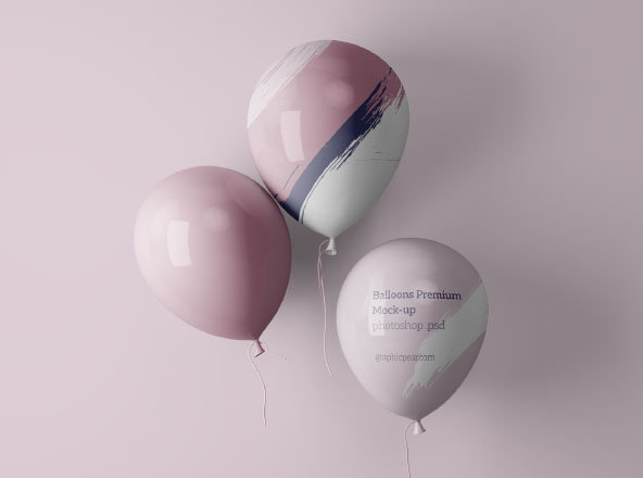 简单气球装饰元素PSD场景样机设计模板 Simple Balloons Mockup