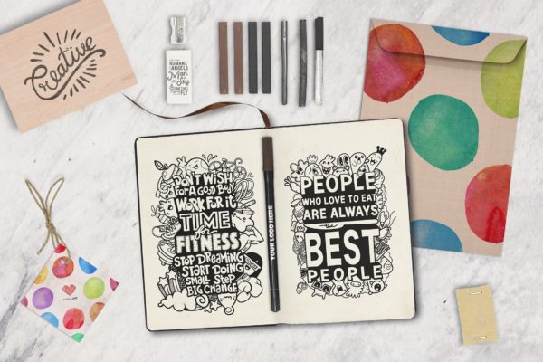 素描绘画场景作品预览图样机模板素材 Sketch Scene Creator