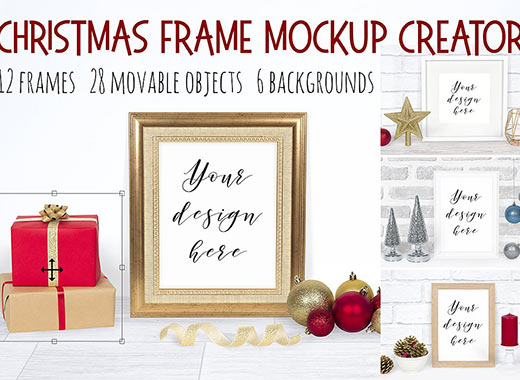 圣诞主题相框样机设计模板素材下载[PSD]