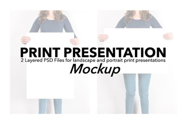 女模特手持作品展示样机 Artwork Presentation Mockup Female