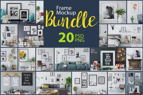 超级相框画框展示样机包 Interior Frame Mockup Bundle Vol 1