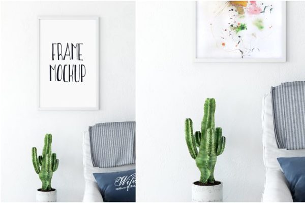 居家室内相框画框样机 Scandi Interior Frame Mockup – 03