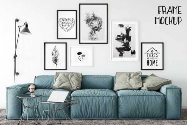 居家客厅相框画框样机设计模板素材 Scandi Interior Frame Mockup – 11