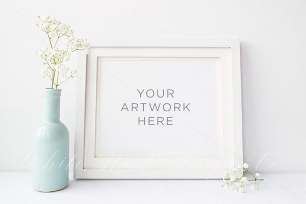 简约花饰画框样机 8×10′ Landscape Frame mock up